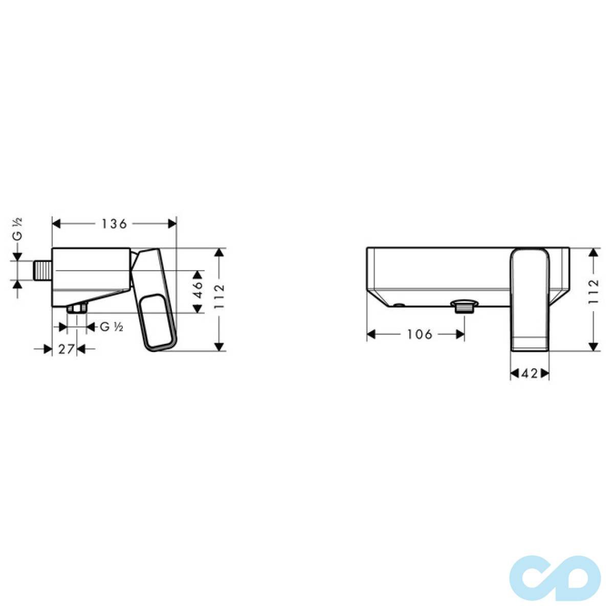 розмір змішувач для душа axor urquiola 11620000