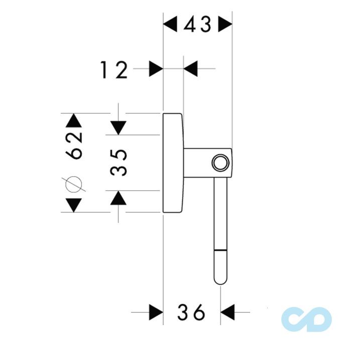 технічна схема Тримач туалетного паперу Hansgrohe Logis 40526000