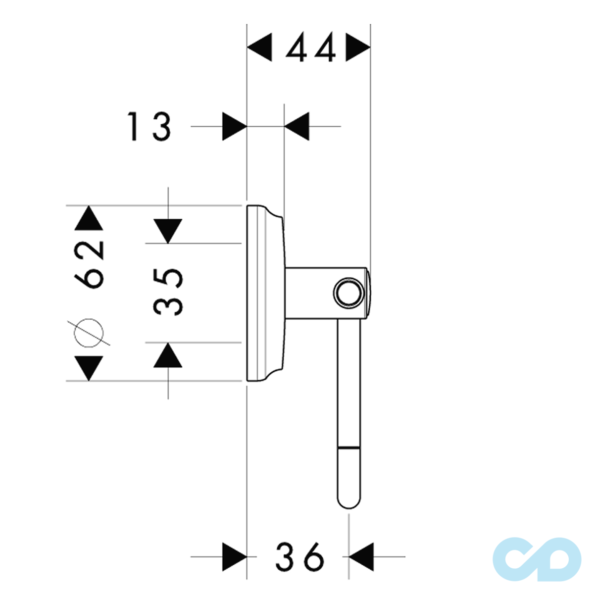 креслення Тримач туалетного паперу Hansgrohe Logis Classic 41626000