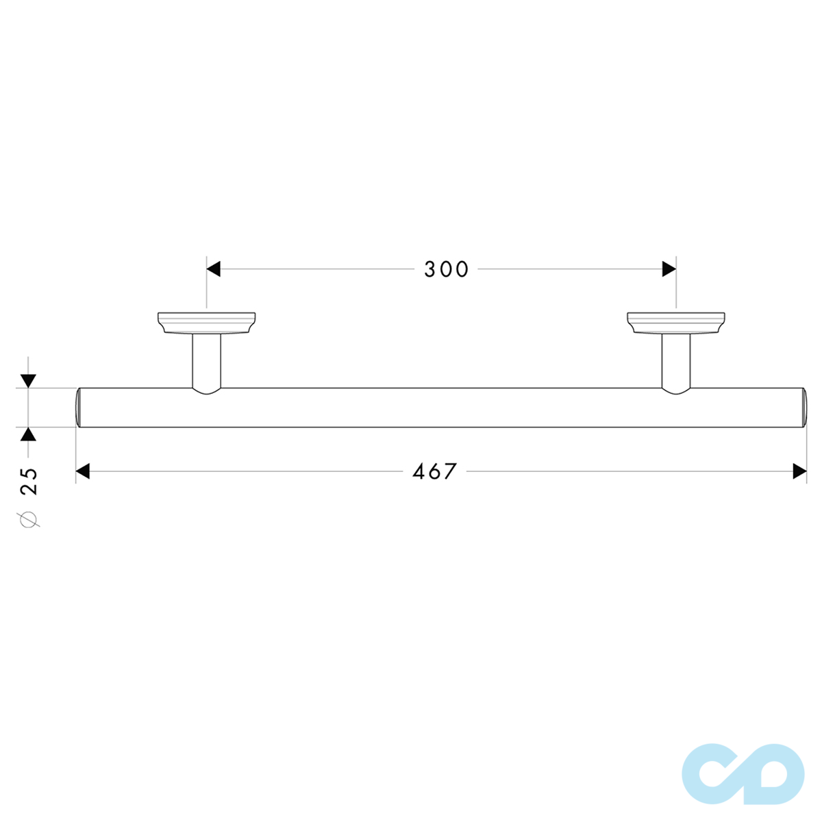креслення Поручень для ванни Hansgrohe Logis Classic 41613000