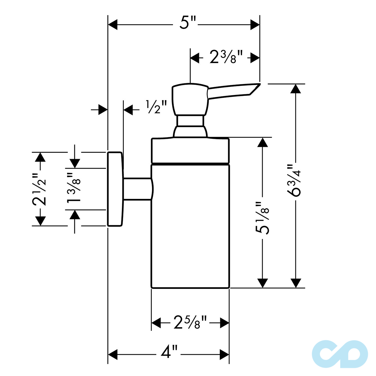 креслення Дозатор рідкого мила Hansgrohe Logis 40514000