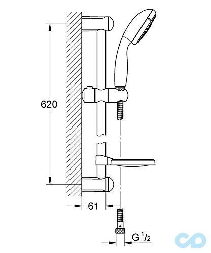 Набір змішувачів Grohe Bau Edge 123365 технічна схема 2