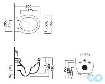 креслення Унітаз підвісний Hatria Le Fiabe Y1BT rimless