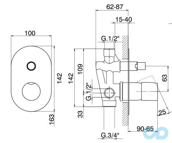техническая схема Душевая система Flaminia Fold FL2570