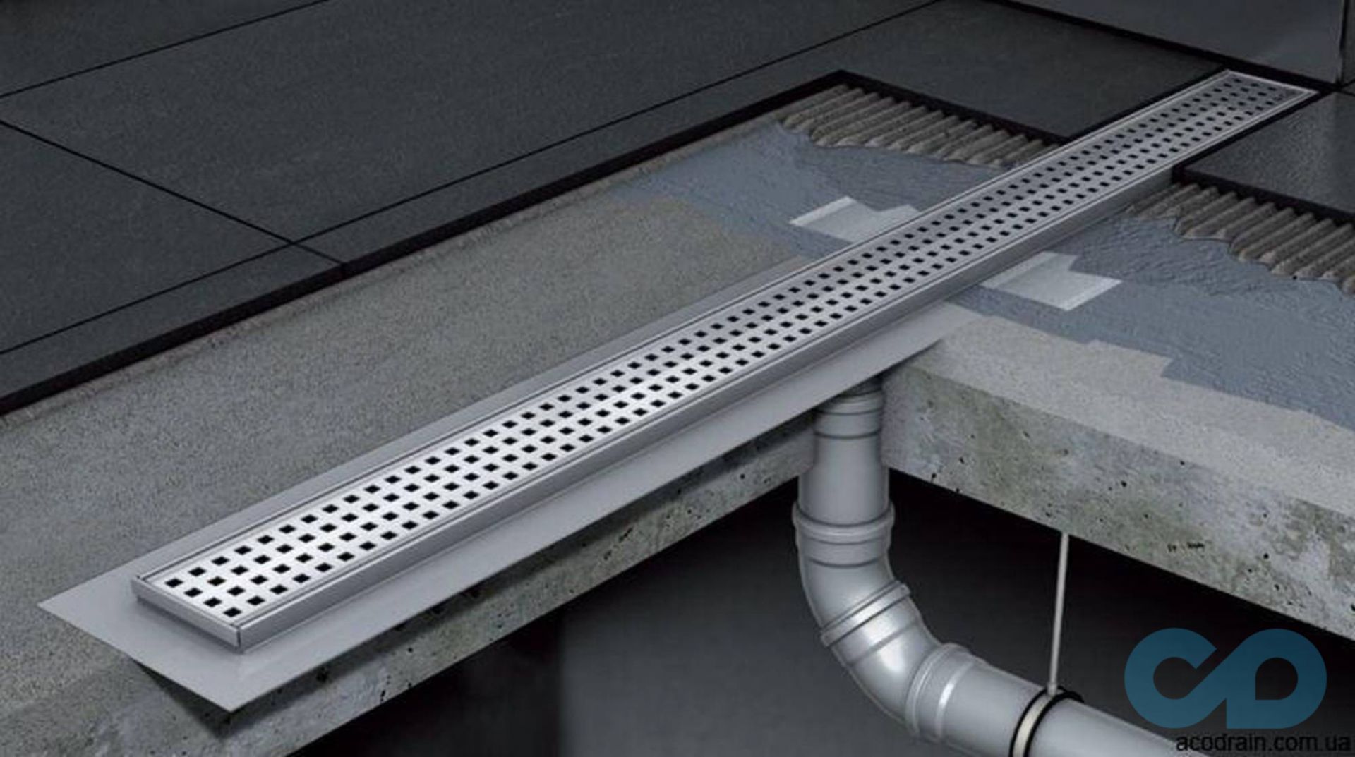 ціна дренажний канал aco showerdrain c-line 885 мм 408731 вертикальний злив, горизонтальний фланець