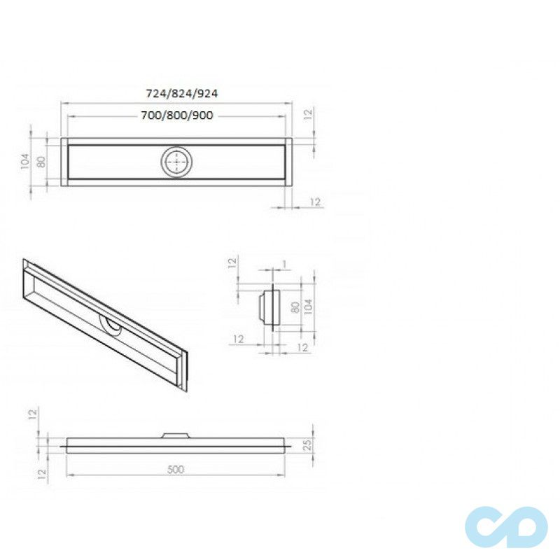 розмір дренажний канал з гратами 800 мм cedor basic idea 80