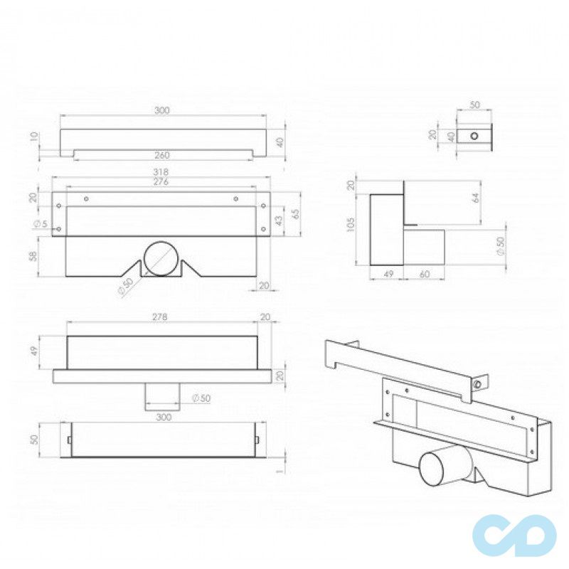 розмір дренажний канал пристінний з гратами cedor wall slim 30