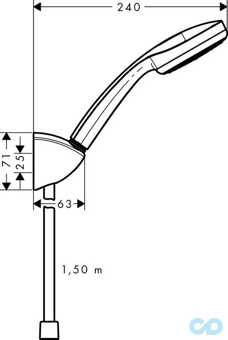 креслення Душовий набір Hansgrohe Monsoon Eco 27278400