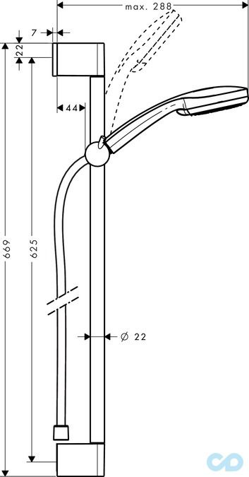 креслення Душовий набір Hansgrohe Monsoon Vario 27334400