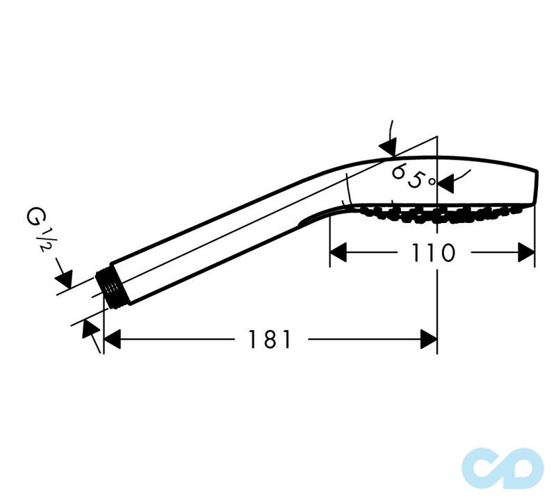 чертеж Ручной душ Hansgrohe MySelect E Multi 26670400