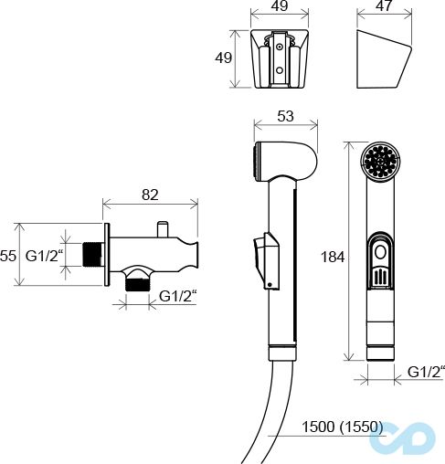 креслення Гігієнічний душ Ravak BM 040.00 X070077