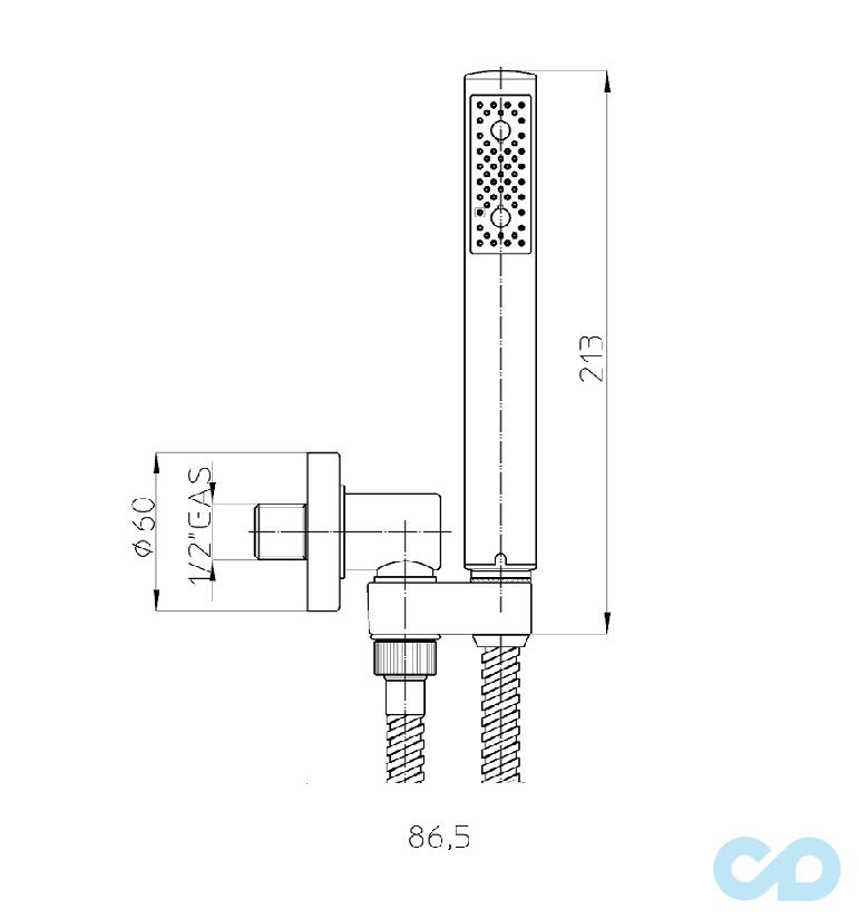 креслення Душовий гарнітур Bossini Zen C12002 Mat Black