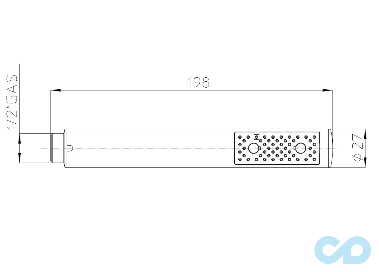креслення Душова лійка Bossini Zen B00250 Mat Black