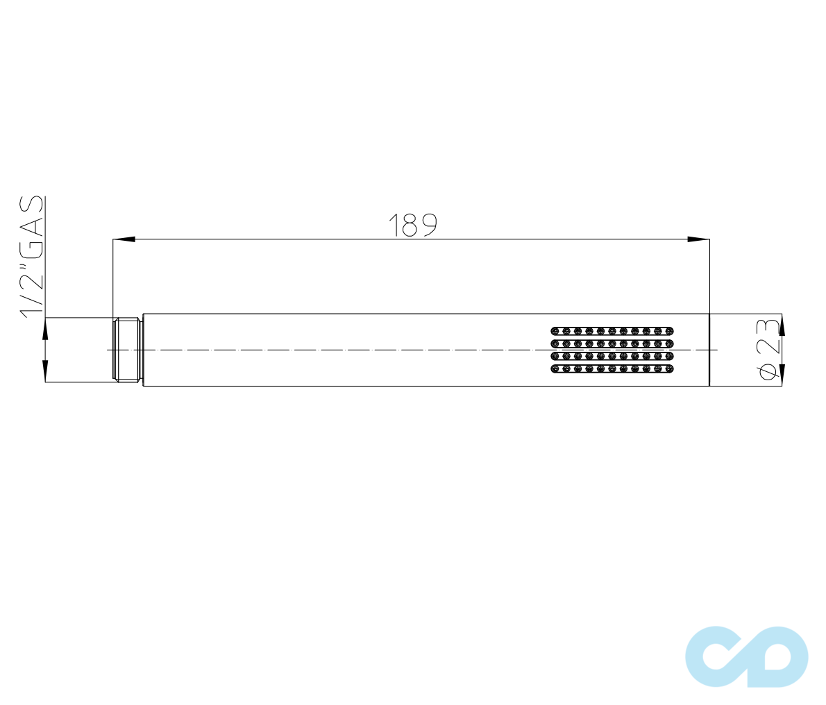 креслення Душова лійка Bossini Slim-Rain B00253 Mat Black