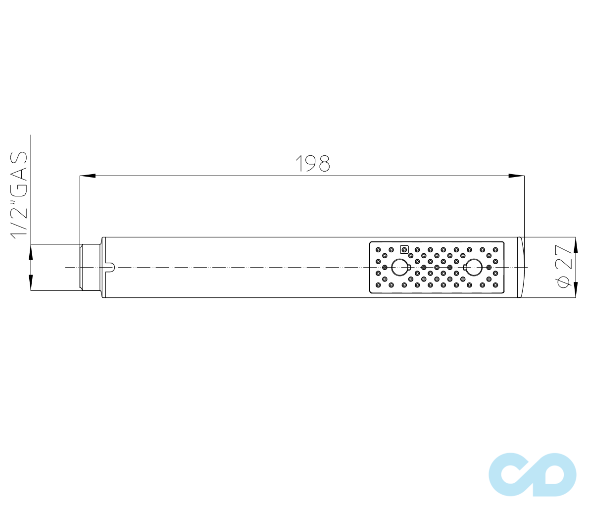 технічна схема Душовий гарнітур Bossini D74201 Mat Black