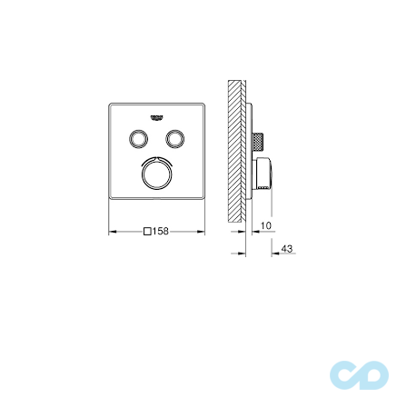 креслення Душова система прихованого монтажу Grohe Grohtherm SmartControl 34506SC0