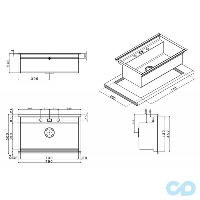 розміри кухонна мийка apell regola 790 х 500 мм re791ikitb