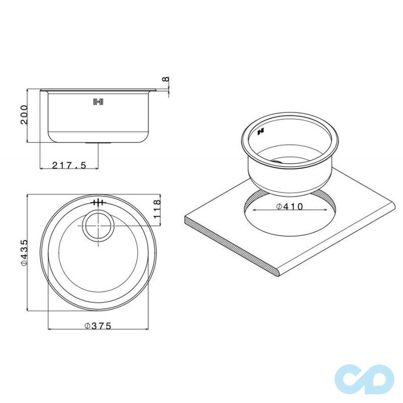 розміри кухонна мийка apell circum 435 мм civiiac