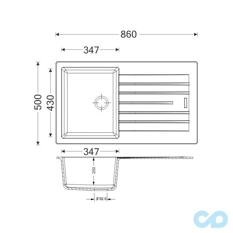 розміри гранітна мийка apell pietra plus 860 х 500 мм ptpl861gb
