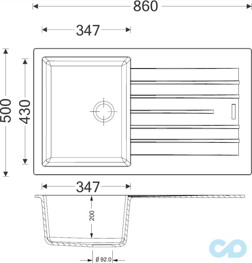 розміри гранітна мийка apell pietra plus 860 х 500 мм ptpl861al