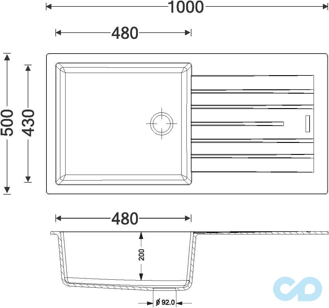 розміри гранітна мийка apell pietra plus 1000 х 500 мм ptpl1001al