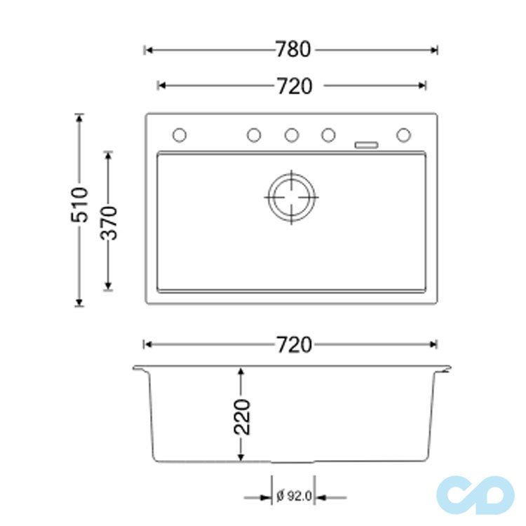 розміри гранітна мийка apell pietra plus 780 х 510 мм ptpl780gw