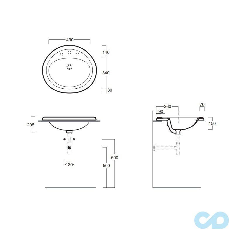 креслення Раковина Simas Monia 63 см S51