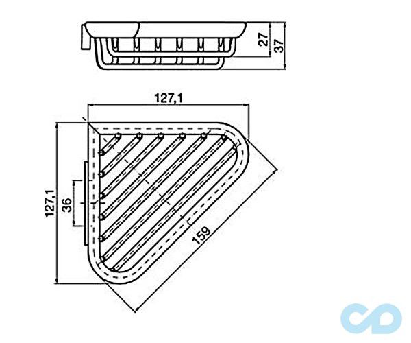 чертеж Мыльница Emco System 2 127 х 127 мм 3545 001 00