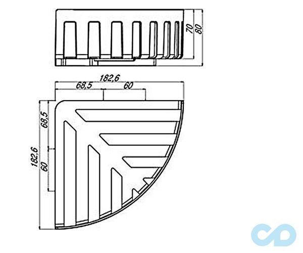 креслення Полка-сітка кутова Emco System 2 182 х 182 мм 3545 001 33