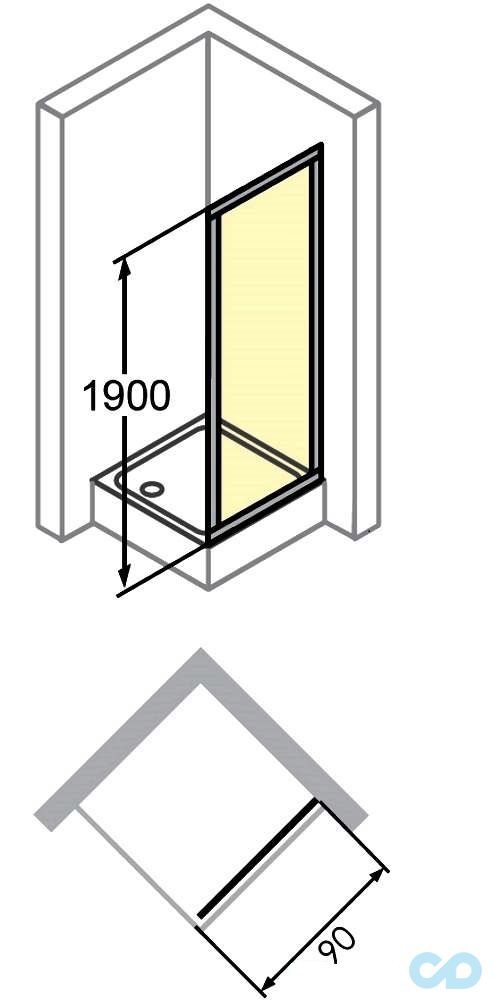 розміри бокова стінка huppe x1 90 см 140505.069.321