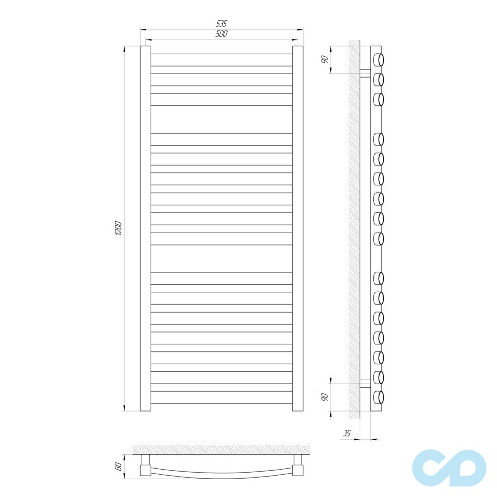 креслення Рушникосушка Laris Атлант П16 500 х 1200 71207673