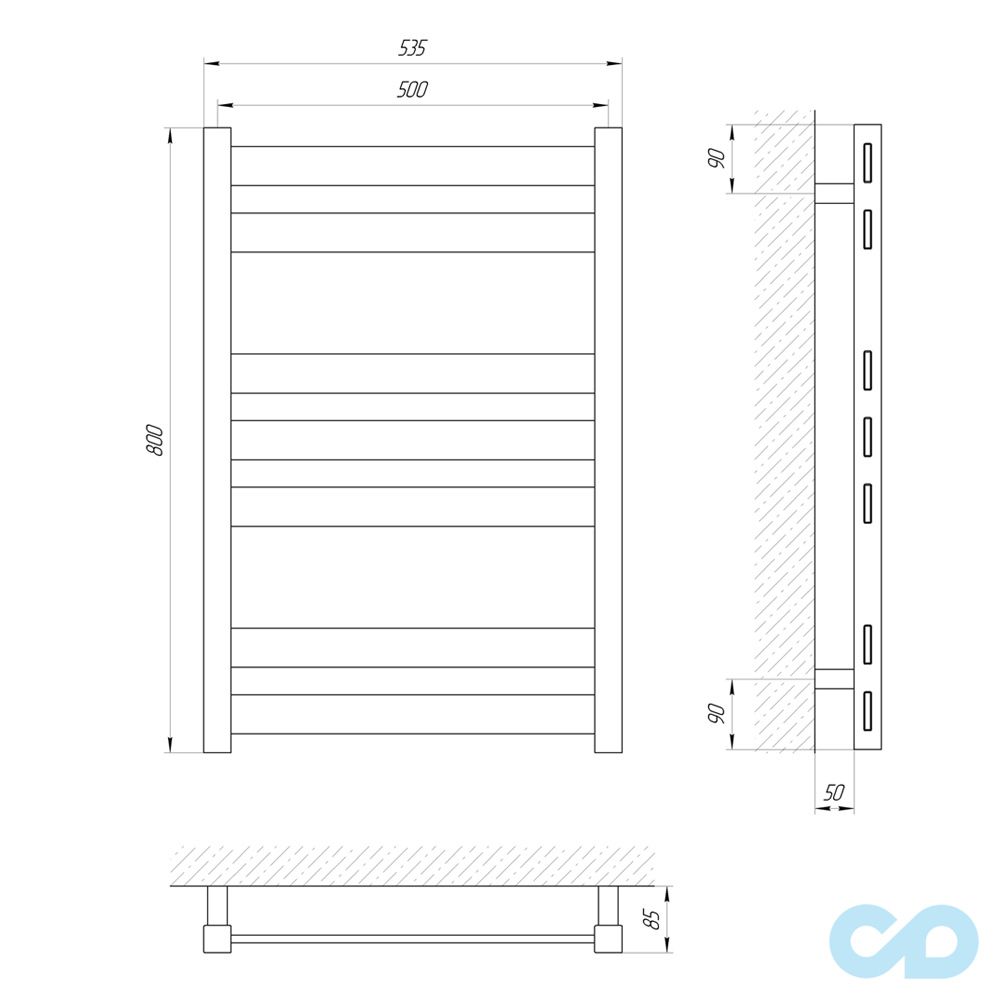 креслення Рушникосушка Laris Бонд П7 500 х 800 73207180