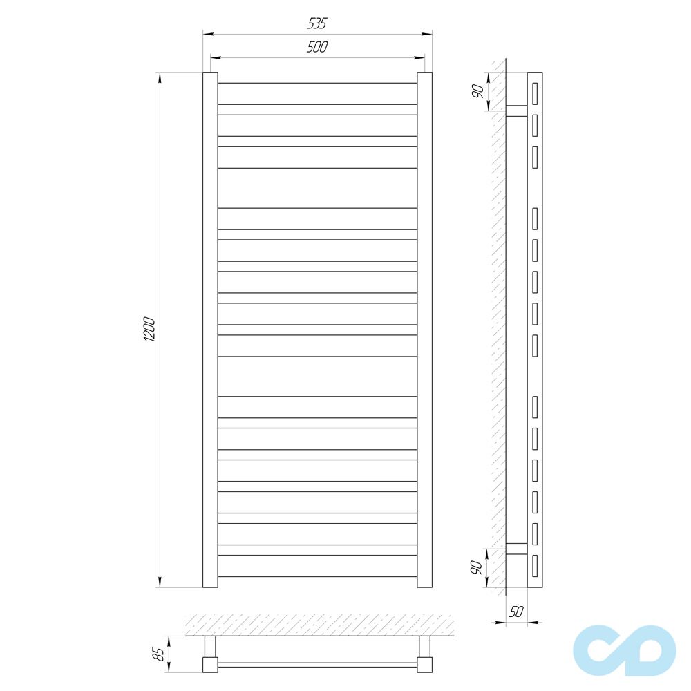 креслення Рушникосушка Laris Бонд П14 500 х 1200 73207181