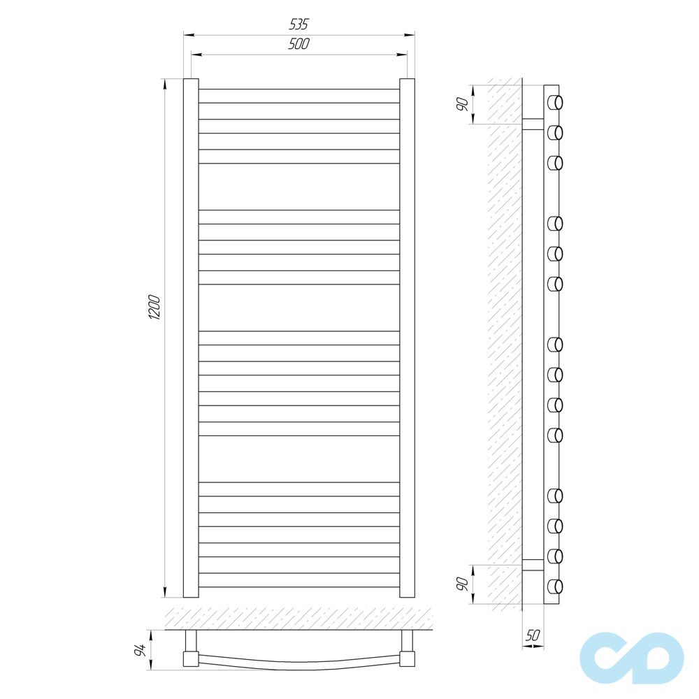 креслення Рушникосушка Laris Гранд П14 500 х 1200 71207602