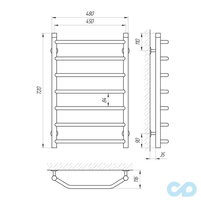 креслення Рушникосушка Laris Вікторія П7 450 х 700 71207048