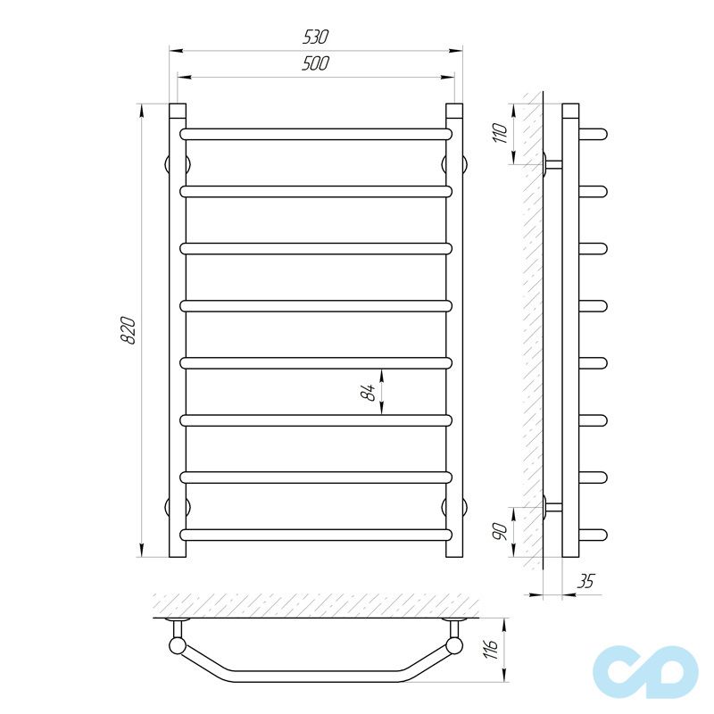 креслення Рушникосушка Laris Вікторія П8 500 х 800 71207049