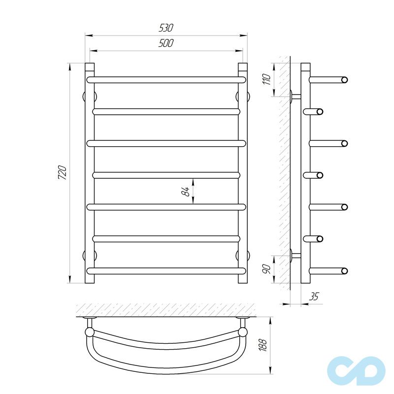 креслення Рушникосушка Laris Євромікс П7 500 х 700 71207572