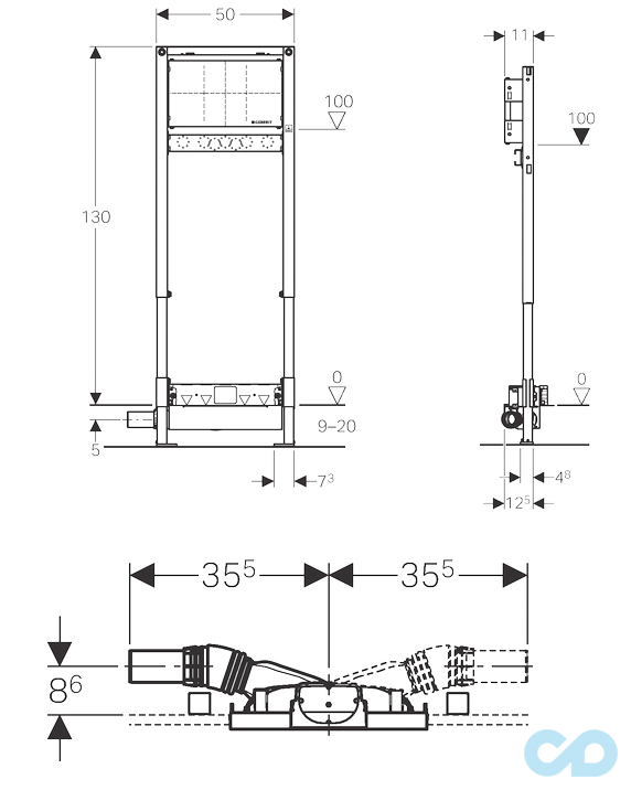 розмір пристінний душовою трап geberit duofix 111.580.00.1