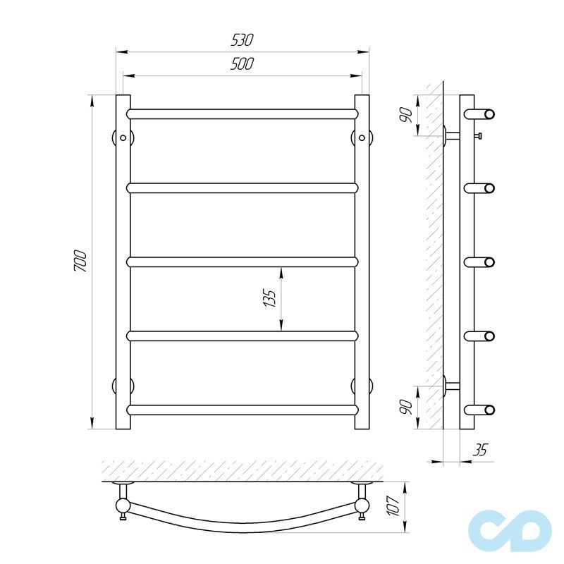 Полотенцесушитель Laris Флеш П5 500 х 700 74100008 купити