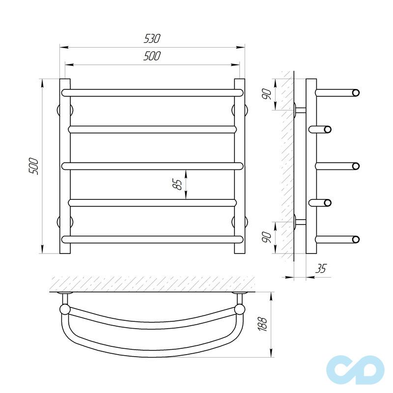 Рушникосушка Laris Євромікс П5 500 х 500 71207654 купити