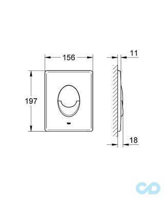 технічна схема Інсталяція для унітазу Grohe Rapid SL 38539001 + клавіша змиву Grohe 38505000