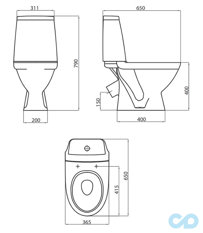креслення Унітаз компакт Kolo Modo L39003000