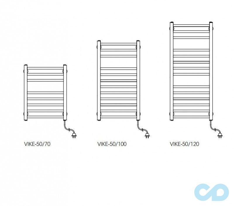 креслення Полотенцесушитель електричний Instal Projekt Viking Electro, білий VIKE-50/70W