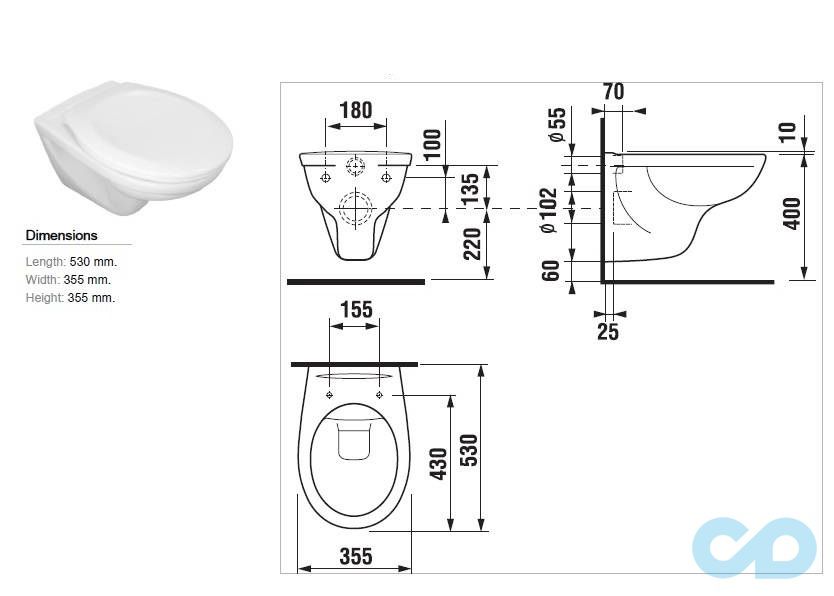 розміри інсталяція tece base 4 в 1 з консольним унітазом jika dino h893276a346672