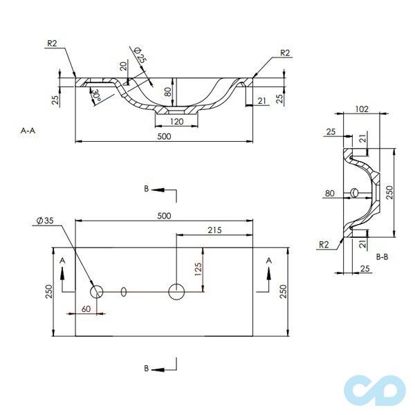 чертеж Раковина Fancy Marble Linnea 500 1805101