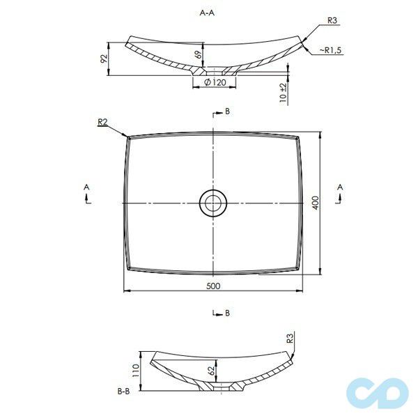 креслення Раковина Fancy Marble Natura 500 0105101