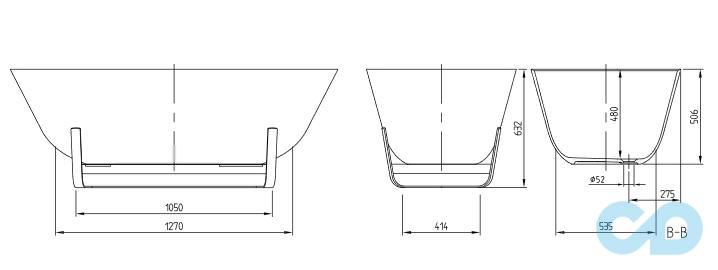 техническая схема Ванна отдельностоящая Villeroy&Boch Antheus UBQ175ANH7F400V-01