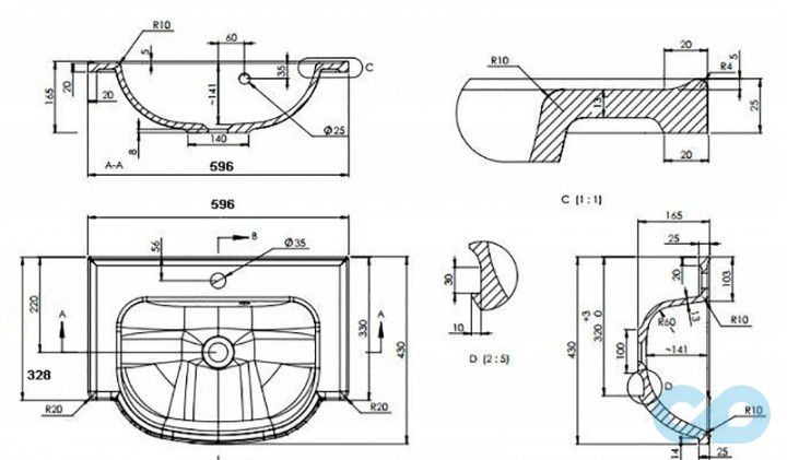 креслення Раковина Fancy Marble Alva 600 3006101