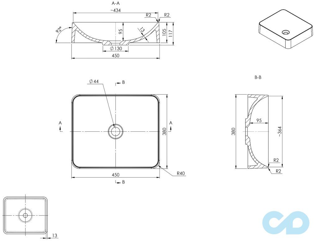 креслення Раковина Fancy Marble Kim 5004101
