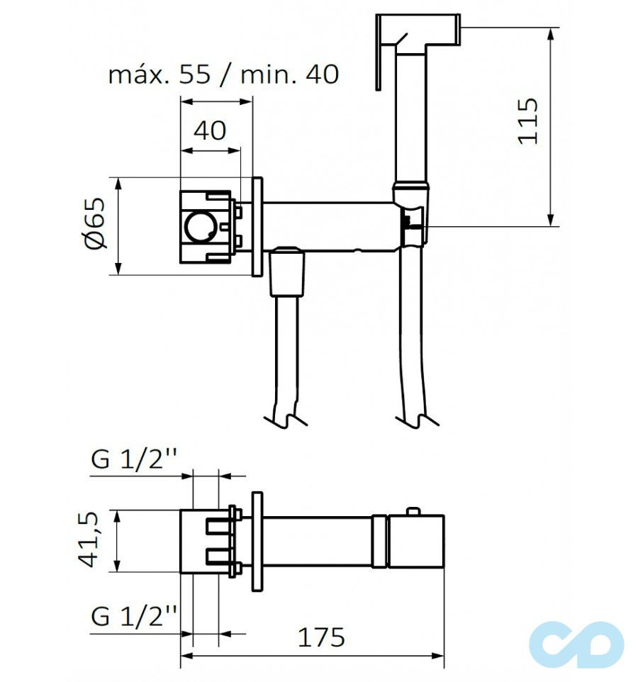 креслення Набір гігієнічного душа GRB Intimixer White 08225101